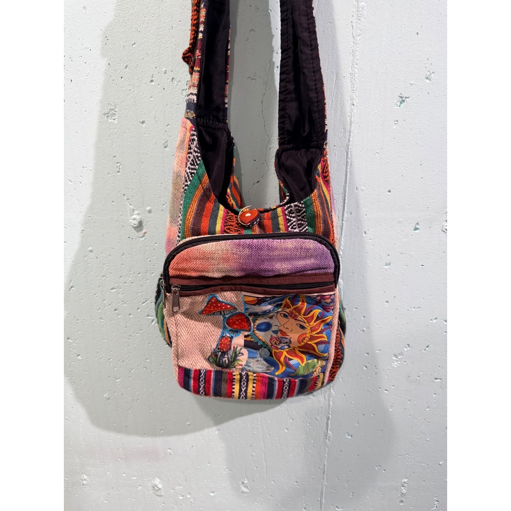 Rising International Sun Moon Mushroom‎ Patchwork Boho Hobo Bag Cotton Nepal